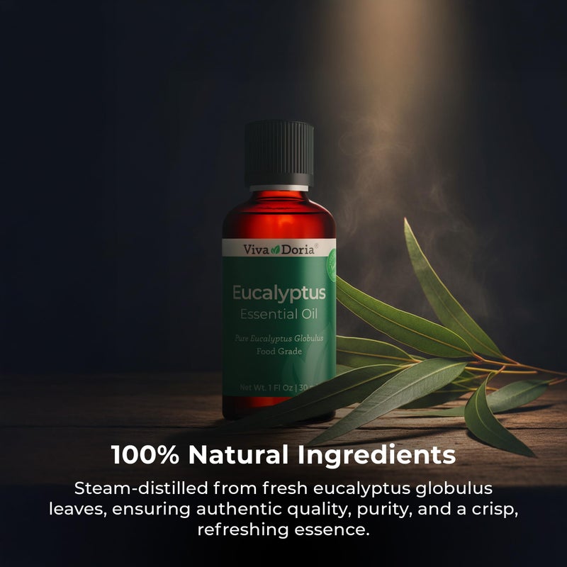 Viva Doria Eucalyptus Essential Oil, 100% Pure, Natural, Essential Globulus Oil, Undiluted, for Aromatherapy | Food Grade, 30 mL (1 Fluid Ounce) - Image 5